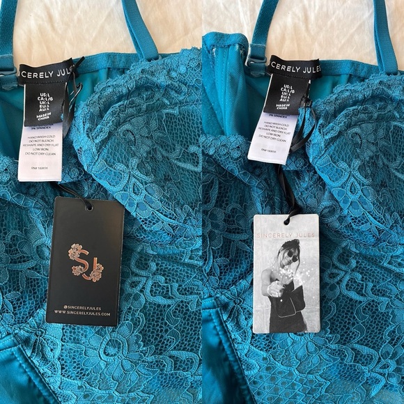 NWT Sincerely Jules Teal Lace Bustier Corset Top S/M - Picture 7 of 13